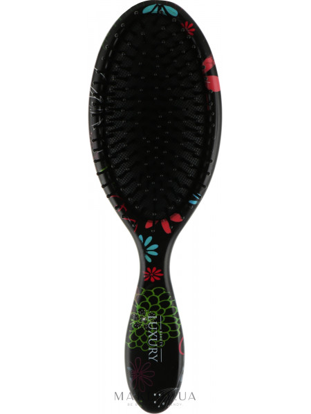 Массажная щетка для волос, hb-08-06, черная с цветами