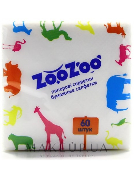 Сухие бумажные салфетки zoozoo, 60 штук, белые