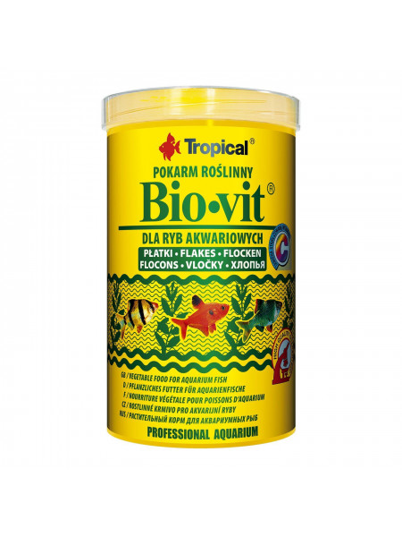 Сухой корм для аквариумных рыб Tropical в хлопьях «Bio-Vit» 1 л (для травоядных рыб)