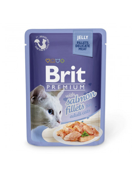 Влажный корм для кошек Brit Premium Cat Salmon Fillets Jelly pouch 85 г (филе лосося в желе)