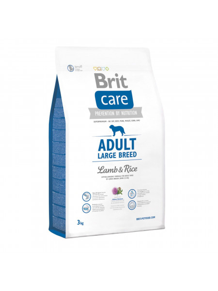 Сухой корм для взрослых собак крупных пород (весом от 25 кг) Brit Care Adult Large Breed Lamb & Rice 3 кг (ягненок и рис)