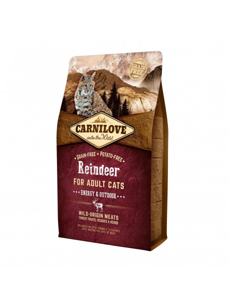 Сухой корм для активных кошек Carnilove Cat Raindeer - Energy & Outdoor 2 кг (оленина и кабан)