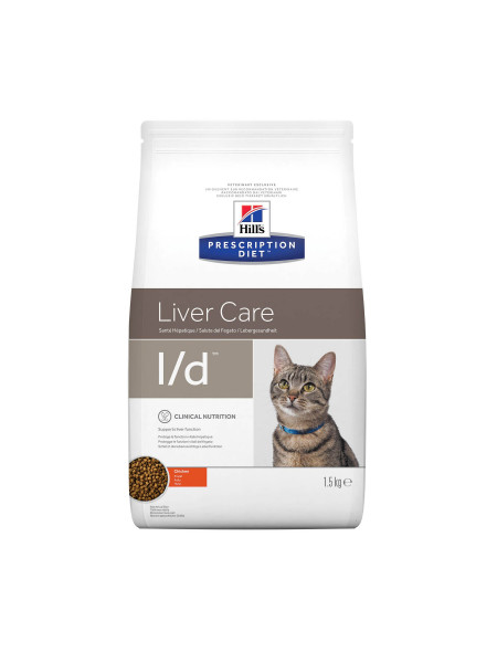 Сухой корм для кошек, при заболеваниях печени Hills Prescription Diet Feline l/d 1,5 кг (домашняя птица)