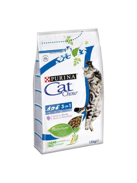 Сухой корм для взрослых кошек Cat Chow 3in1 1,5 кг (индейка)