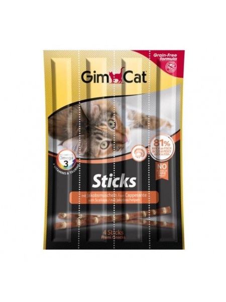 Лакомство для кошек GimCat мясные палочки grain-free 4 шт. (лосось и гребешки)