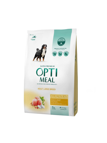 Сухой корм для взрослых собак крупных пород Optimeal 4 кг (курица)