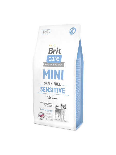 Сухой корм для собак миниатюрных пород с чувствительным пищеварением Brit Care Mini GF Sensitive 7 кг (оленина)