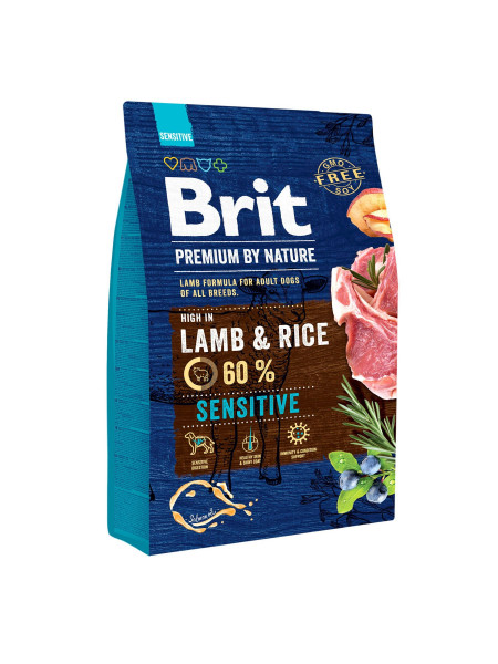 Сухой корм для собак с чувствительным пищеварением Brit Premium Sensitive Lamb & Rice 3 кг (ягненок)