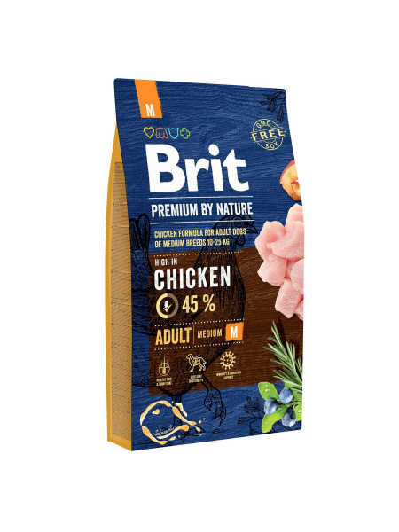 Сухой корм для взрослых собак средних пород (весом от 10 до 25 кг) Brit Premium Adult M 8 кг (курица)