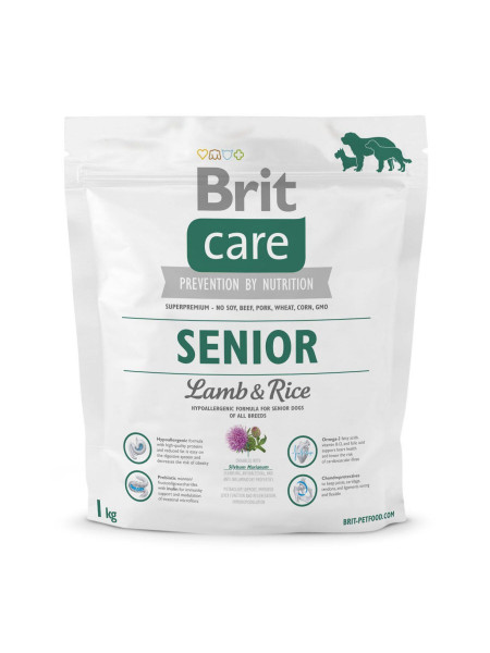 Сухой корм для пожилых собак всех пород Brit Care Senior Lamb & Rice 1 кг (ягненок и рис)