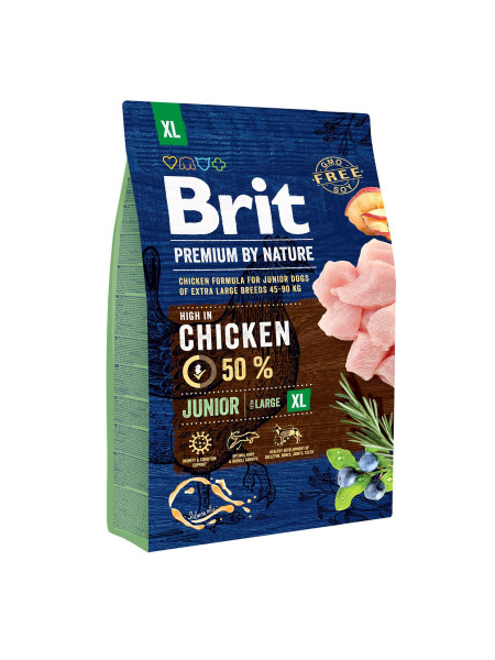 Сухой корм для щенков и молодых собак гигантских пород (весом от 45 кг) Brit Premium Junior XL 3 кг (курица)