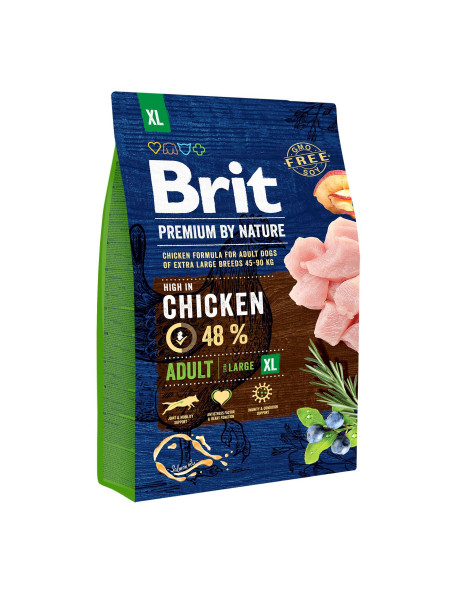 Сухой корм для взрослых собак гигантских пород (весом от 45 кг) Brit Premium Adult XL 3 кг (курица)