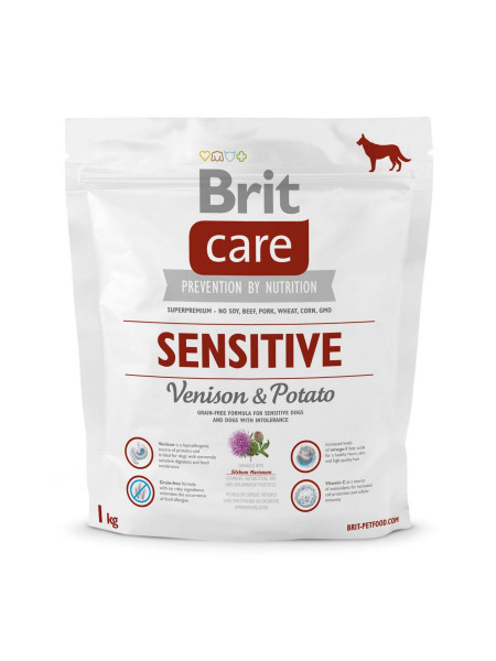 Сухой корм для собак с чувствительным пищеварением Brit Care Sensitive Venison & Potato 1 кг (оленина и картофель)