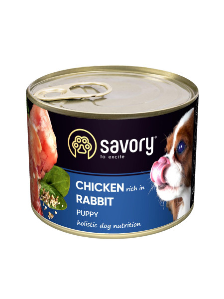 Влажный корм для щенков Savory 200 г (курица и кролик)