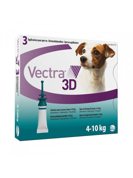 Капли на холку для собак Ceva «Vectra 3D» (Вектра 3D) от 4 до 10 кг, 3 пипетки (от наружных паразитов)